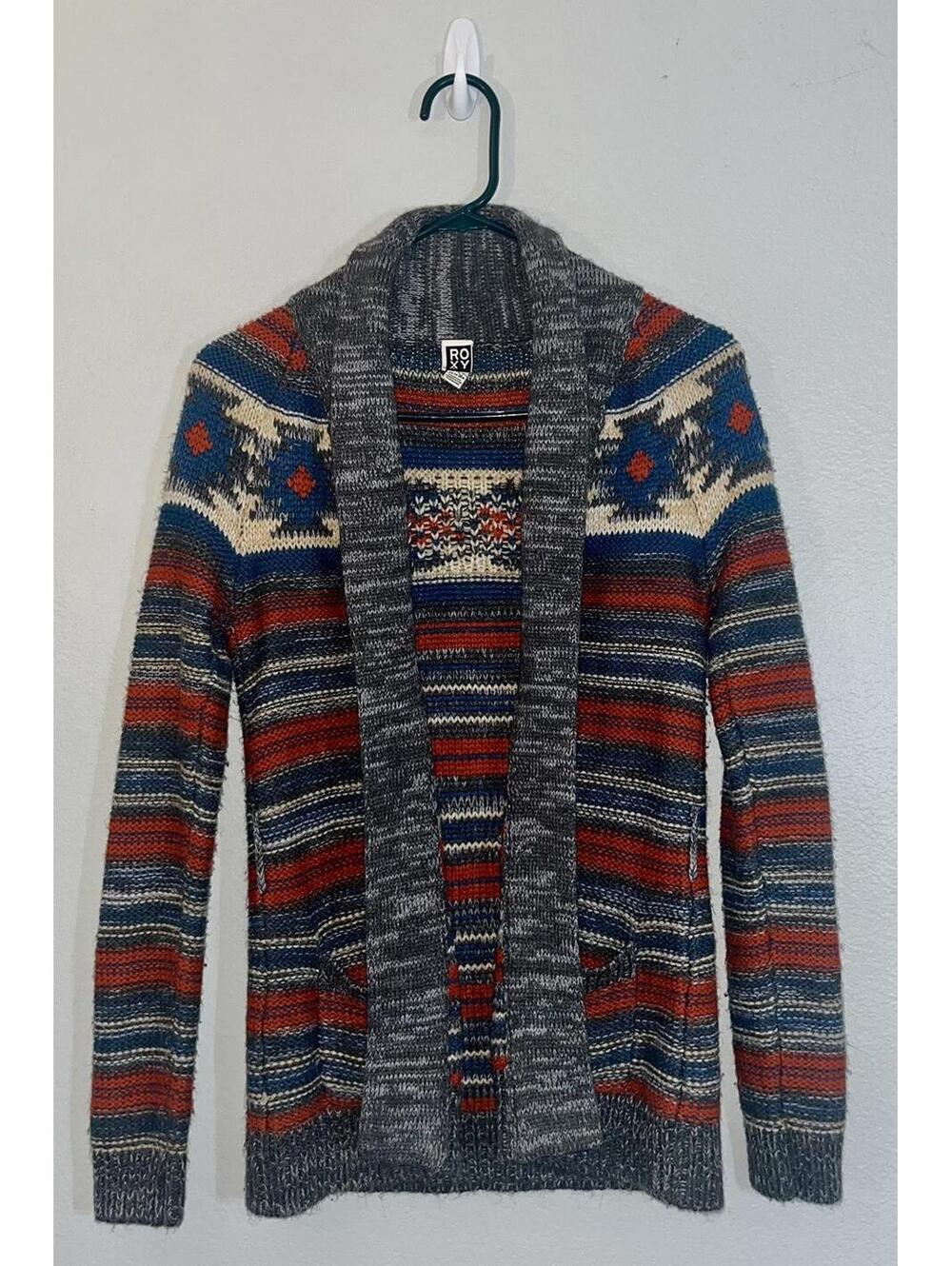 Roxy Aztec Women's Multicolor Patterned Cardigan Sweater XS RARE